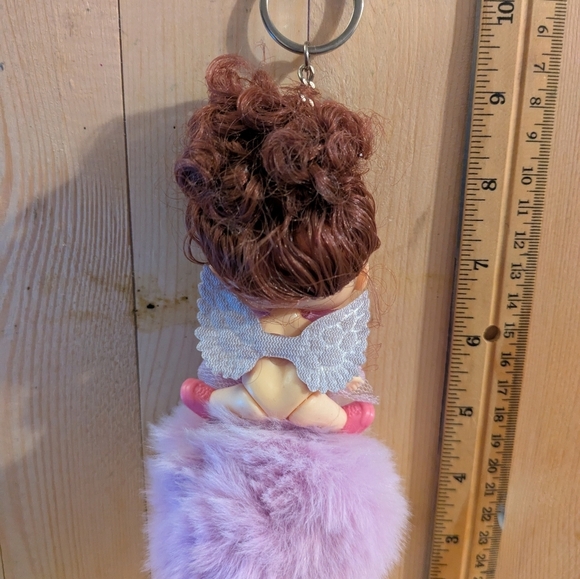 Cute Doll Keychain with Pink Pom Pom - Picture 3 of 4